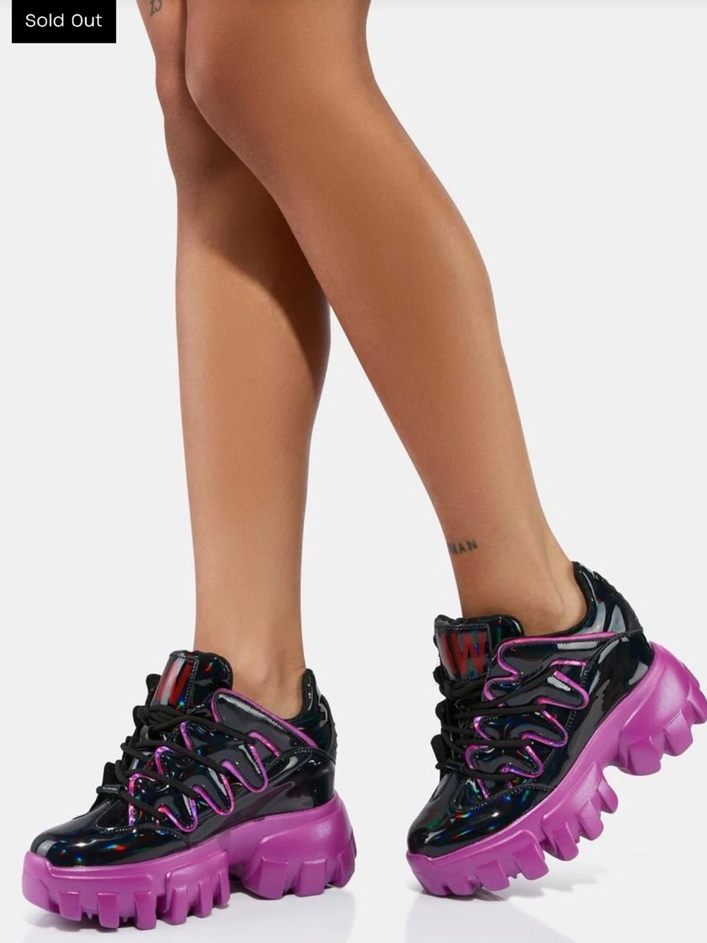 Dolls Kill Anthony Wang Soursop-05 Platform Wedge Sneakers Black Purple Size 7